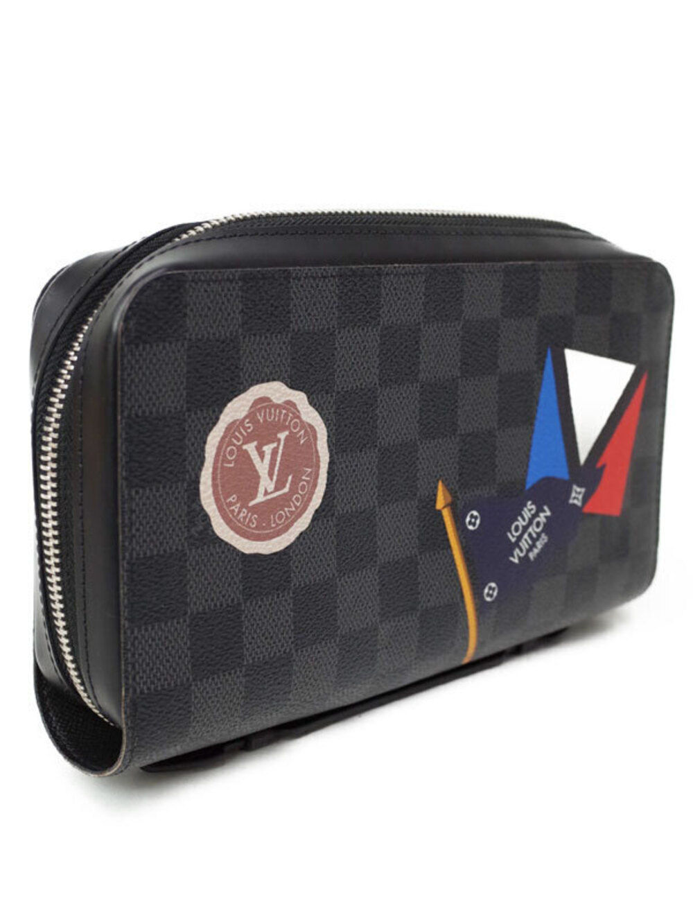 Louis Vuitton Graphite Zippy Stickers Wallet Damier Long Black